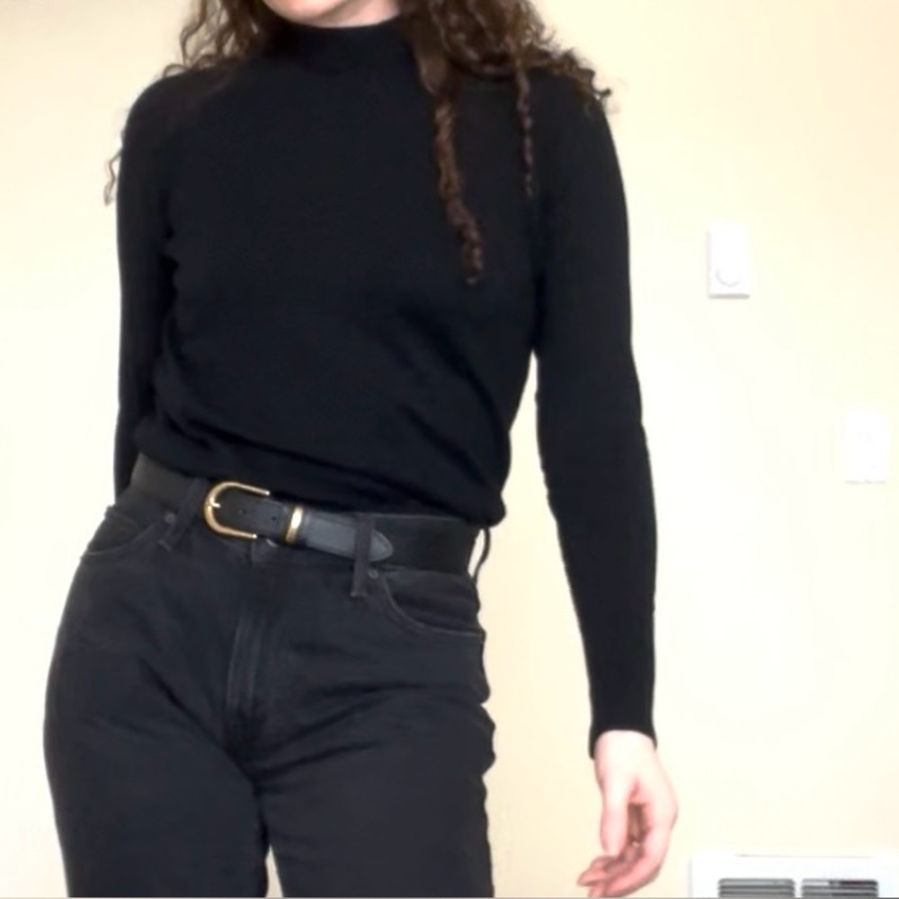 Reiss Soft Black Cachemire-Blend Mock Neck Small | Perfect for Autumn Layering